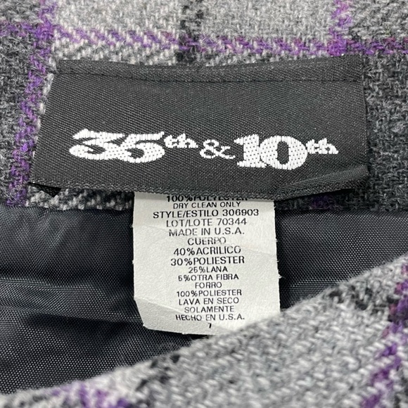 Vintage 35th & 10th Brand wool blend purple/black/gray Plaid Patterned Skirt - Picture 13 of 14